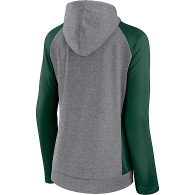 Women's Fanatics Branded Heather Gray/College Green Green Bay Packers Blind Side Lightweight Full-Zip Hoodie