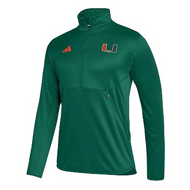 Men's adidas Green Miami Hurricanes 2023 Sideline AEROREADY Half-Zip Top