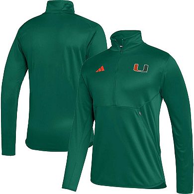 Men's adidas  Green Miami Hurricanes 2023 Sideline AEROREADY Half-Zip Top