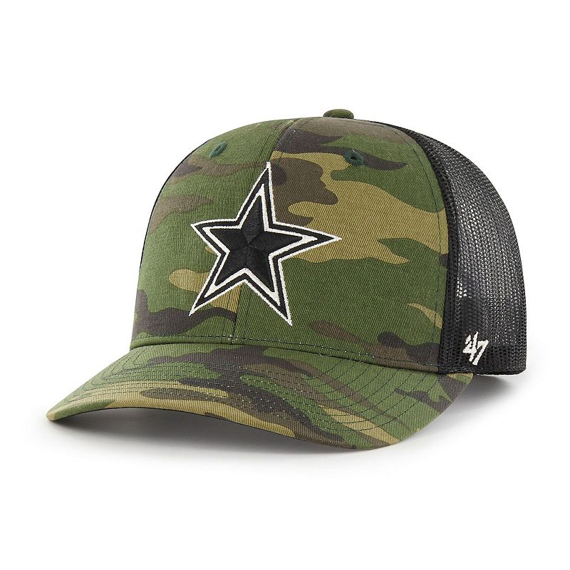 Men's '47 Camo Dallas Cowboys Trucker Adjustable Hat, Green