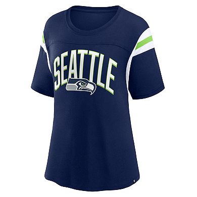 Women's Fanatics Branded College Navy Seattle Seahawks Earned Stripes T-Shirt