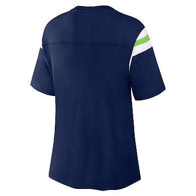Women's Fanatics Branded College Navy Seattle Seahawks Earned Stripes T-Shirt
