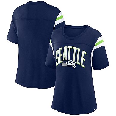Women's Fanatics Branded College Navy Seattle Seahawks Earned Stripes T-Shirt