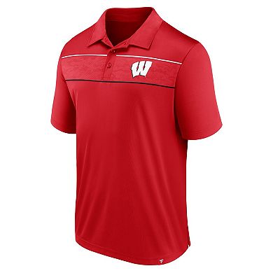 Men's Fanatics Branded Red Wisconsin Badgers Defender Polo