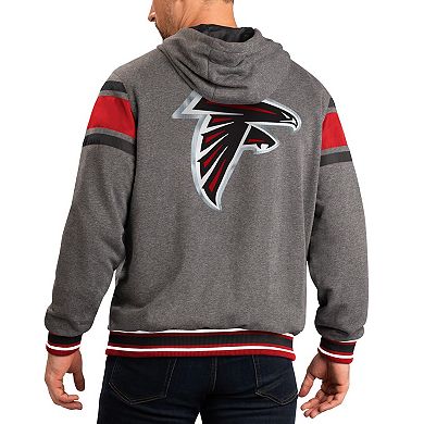 Men's G-III Sports by Carl Banks Gray/Red Atlanta Falcons Extreme Full Back Reversible Hoodie Full-Zip Jacket