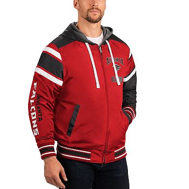 Men's G-III Sports by Carl Banks Gray/Red Atlanta Falcons Extreme Full Back Reversible Hoodie Full-Zip Jacket
