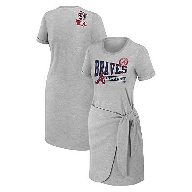 Women's WEAR by Erin Andrews Heather Gray Atlanta Braves Knotted T-Shirt Dress