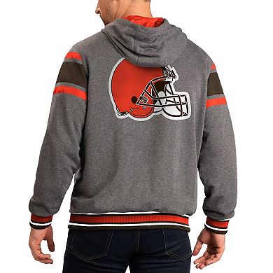 Men's G-III Sports by Carl Banks Brown/Gray Cleveland Browns Extreme Full Back Reversible Hoodie Full-Zip Jacket