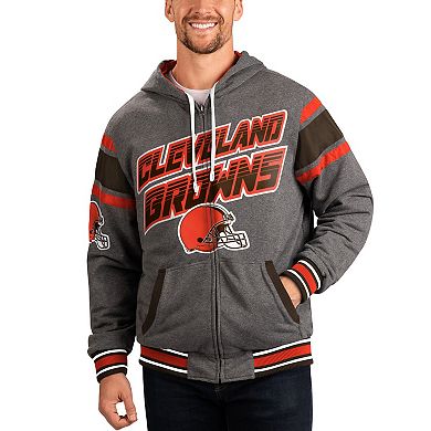 Men's G-III Sports by Carl Banks Brown/Gray Cleveland Browns Extreme Full Back Reversible Hoodie Full-Zip Jacket