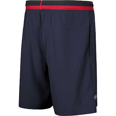 Men's Navy New England Patriots Cool Down Tri-Color Elastic Training Shorts