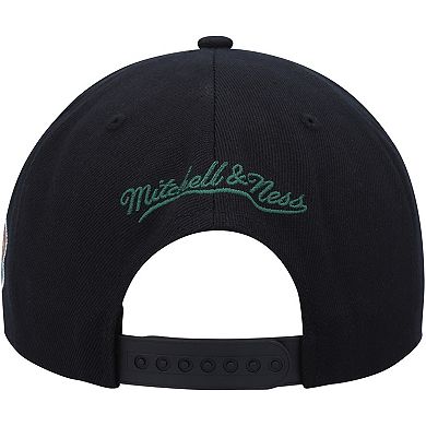 Men's Mitchell & Ness Black Seattle SuperSonics Hardwood Classics MVP Team Script 2.0 Snapback Hat