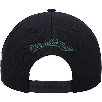 Men's Mitchell & Ness Black Seattle SuperSonics Hardwood Classics MVP Team Script 2.0 Snapback Hat