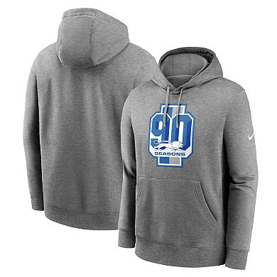 Men's Nike Heather Gray Detroit Lions 90th Season Logo Fleece Pullover ...