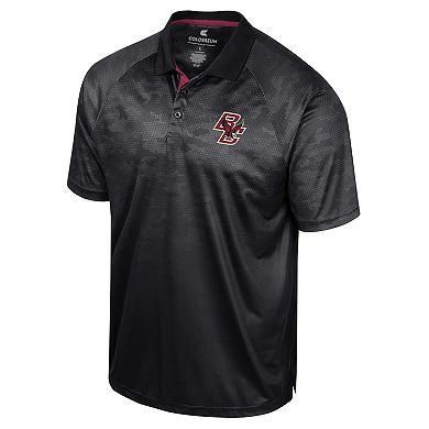 Men's Colosseum Black Boston College Eagles Honeycomb Raglan Polo