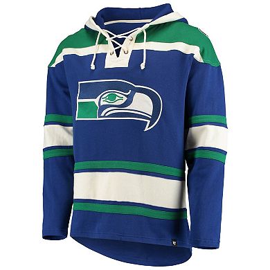 Men's '47 Royal Seattle Seahawks Throwback Lacer Pullover Hoodie