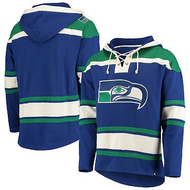 Men's '47 Royal Seattle Seahawks Throwback Lacer Pullover Hoodie