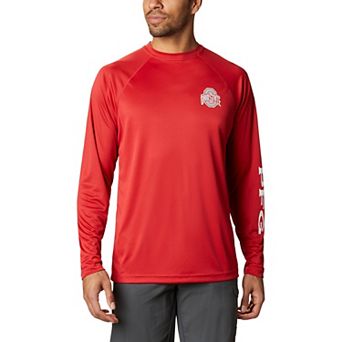 Men's Columbia Scarlet Ohio State Buckeyes Terminal Tackle Omni-Shade Raglan Long Sleeve T-Shirt