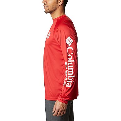 Men's Columbia Scarlet Ohio State Buckeyes Terminal Tackle Omni-Shade Raglan Long Sleeve T-Shirt