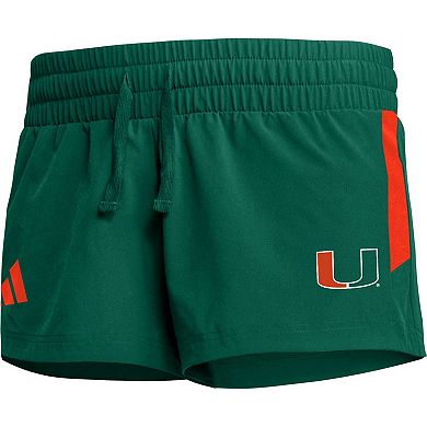 Women's adidas Green Miami Hurricanes 2023 Sideline Performance Shorts