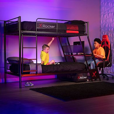 X-Rocker Armada Twin Over Twin Gaming Bunk Bed with Built-In Gaming Desk