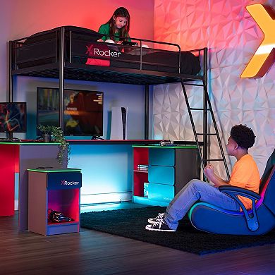 X-Rocker HQ Gaming Twin Loft Bed with Built-In Shelving