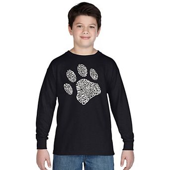 Boy's Word Art Long Sleeve - Dog Paw