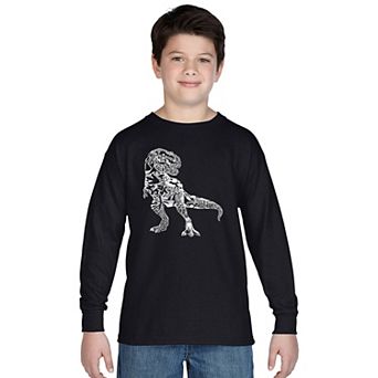 Boy's Word Art Long Sleeve - Dino Pics