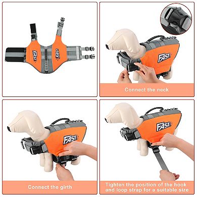 Dog Life Jacket Reflective Safety Vest with Adjustable Buckles