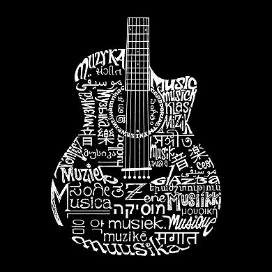 Boy's Word Art Long Sleeve - Languages Guitar