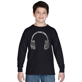Boy's Word Art Long Sleeve - Headphones - Languages