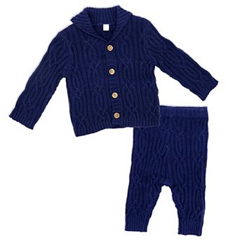 Baby Boys Shawl Collar Knit Cardigan and Pants, 2 pc Set