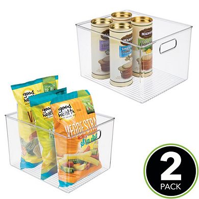 mDesign 12" x 10" x 8" Plastic Kitchen Pantry Storage Organizer Container Bin - 2 Pack