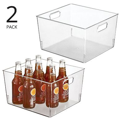 mDesign Plastic Kitchen Pantry Storage Organizer Container Bin - 2 Pack - Clear
