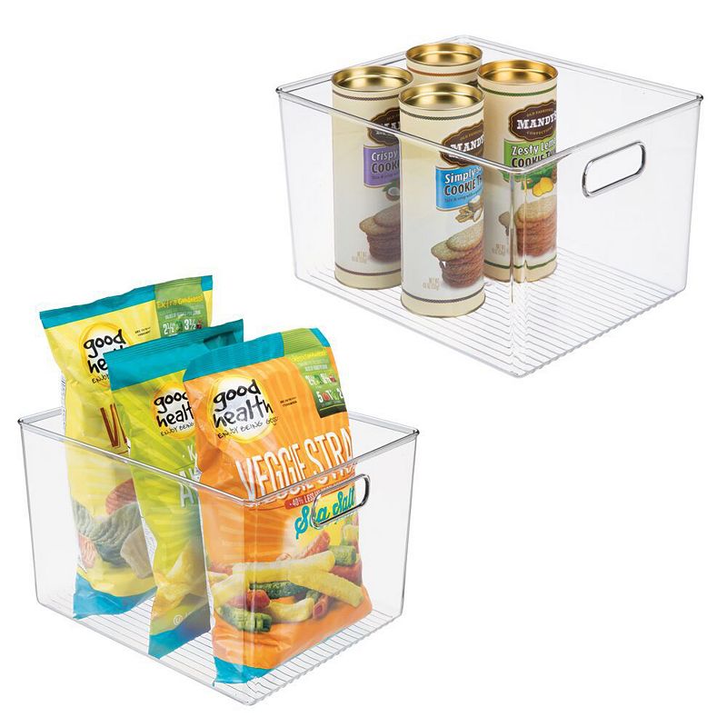 mDesign Plastic Kitchen Food Storage Bin with Handles, Lid, 2 Pack