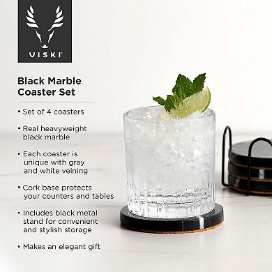 Viski Black Marble Coaster Set