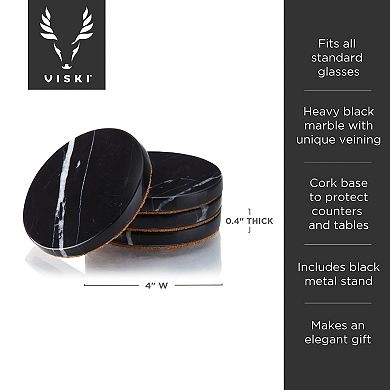 Viski Black Marble Coaster Set