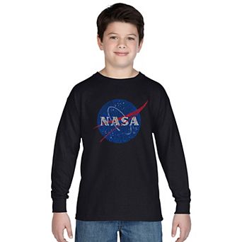 Boy's Word Art Long Sleeve - NASA's Most Notable Missions