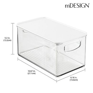 mDesign Plastic Storage Bin Box Container, Lid and Handles - 4 Pack, Clear/Clear