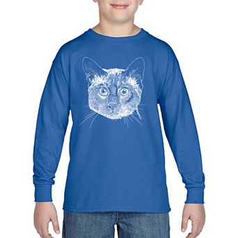 Boy's Word Art Long Sleeve - Siamese Cat