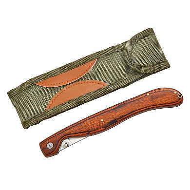 7" Wooden Fillet Knife with Green Nylon Pouch