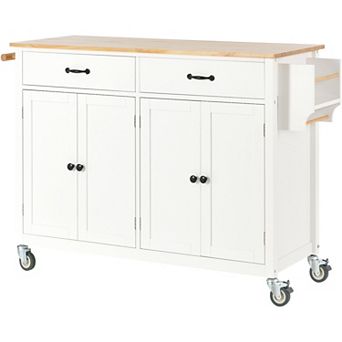 Merax Kitchen Island Cart with Solid Wood Top and Locking Wheels