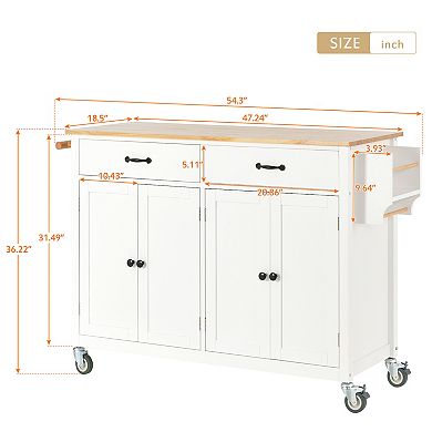 Merax Kitchen Island Cart with Solid Wood Top and Locking Wheels