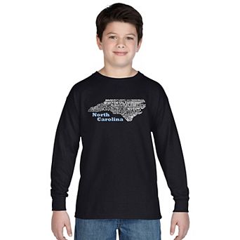 Boy's Word Art Long Sleeve - North Carolina