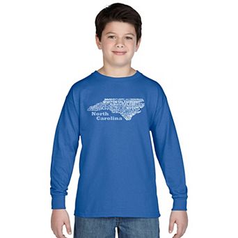 Boy's Word Art Long Sleeve - North Carolina
