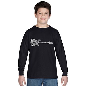 Boy's Word Art Long Sleeve - Rock Guitar