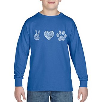 Boy's Word Art Long Sleeve - Peace Love Dogs