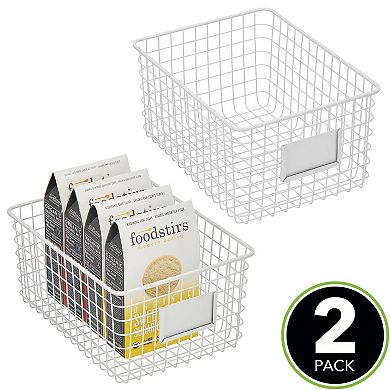 mDesign 12" x 9" x 6" Omaha Metal Wire Food Organizer Storage Bin - 2 Pack