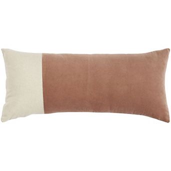 Mina Victory Life Styles Cotton Velvet Linen Colorblock 14" x 32" Indoor Throw Pillow