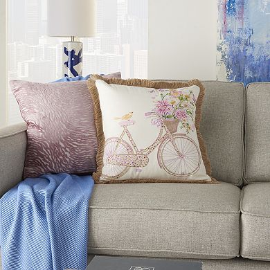 Mina Victory Life Styles Bicycle Multicolor Throw Pillow