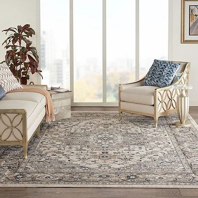 Nourison Concerto Center Medallion Indoor Rug Ivory/Grey 6'7" x 9'6"